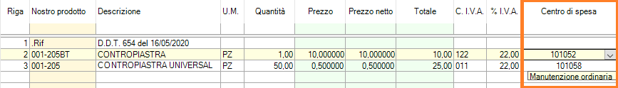 Dettaglio fattura di acquisto